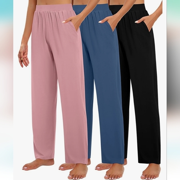 Huukeay Pants - Women's Relaxed Fit Lounge Pants - Pink And Blue, Size Small